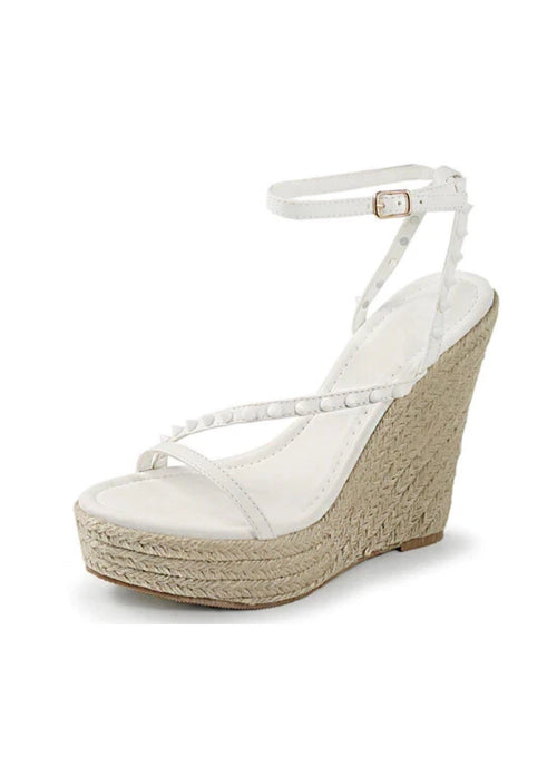 Angelique Strap Wedge Heel White